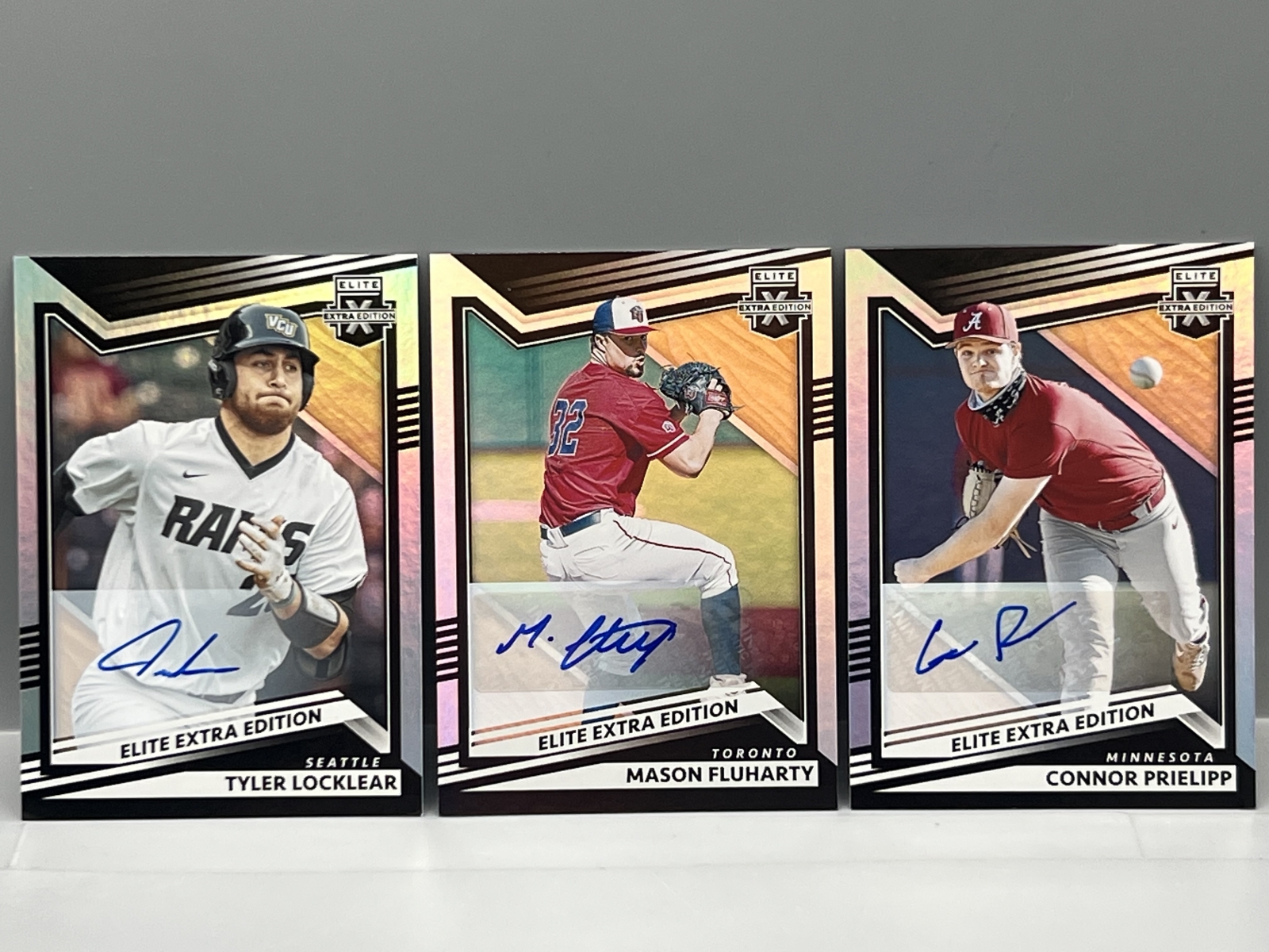 2022 Panini Elite Extra Edition Tyler Locklear, Mason Fluharty, & Connor Prielipp Prospect/RC Autos