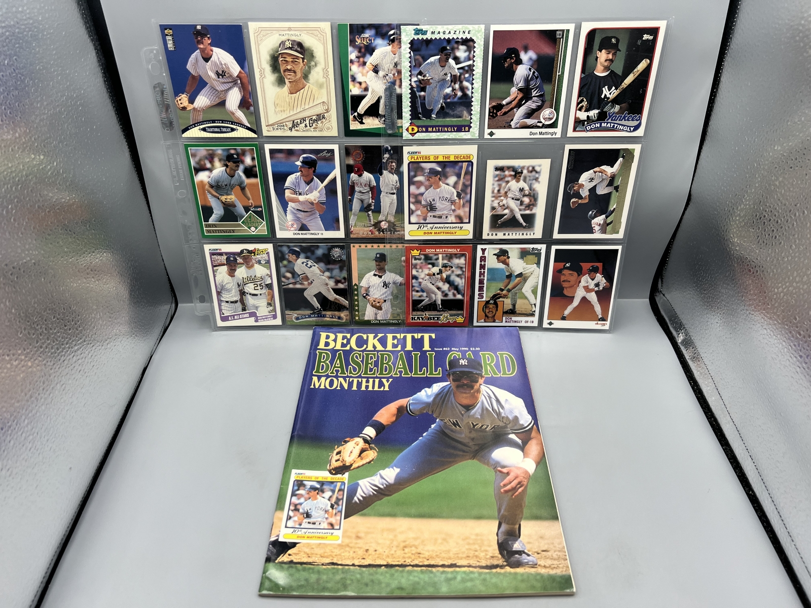 Assorted Don Mattingly Baseball Memorabilia Lot W/ Cards & Magazine
