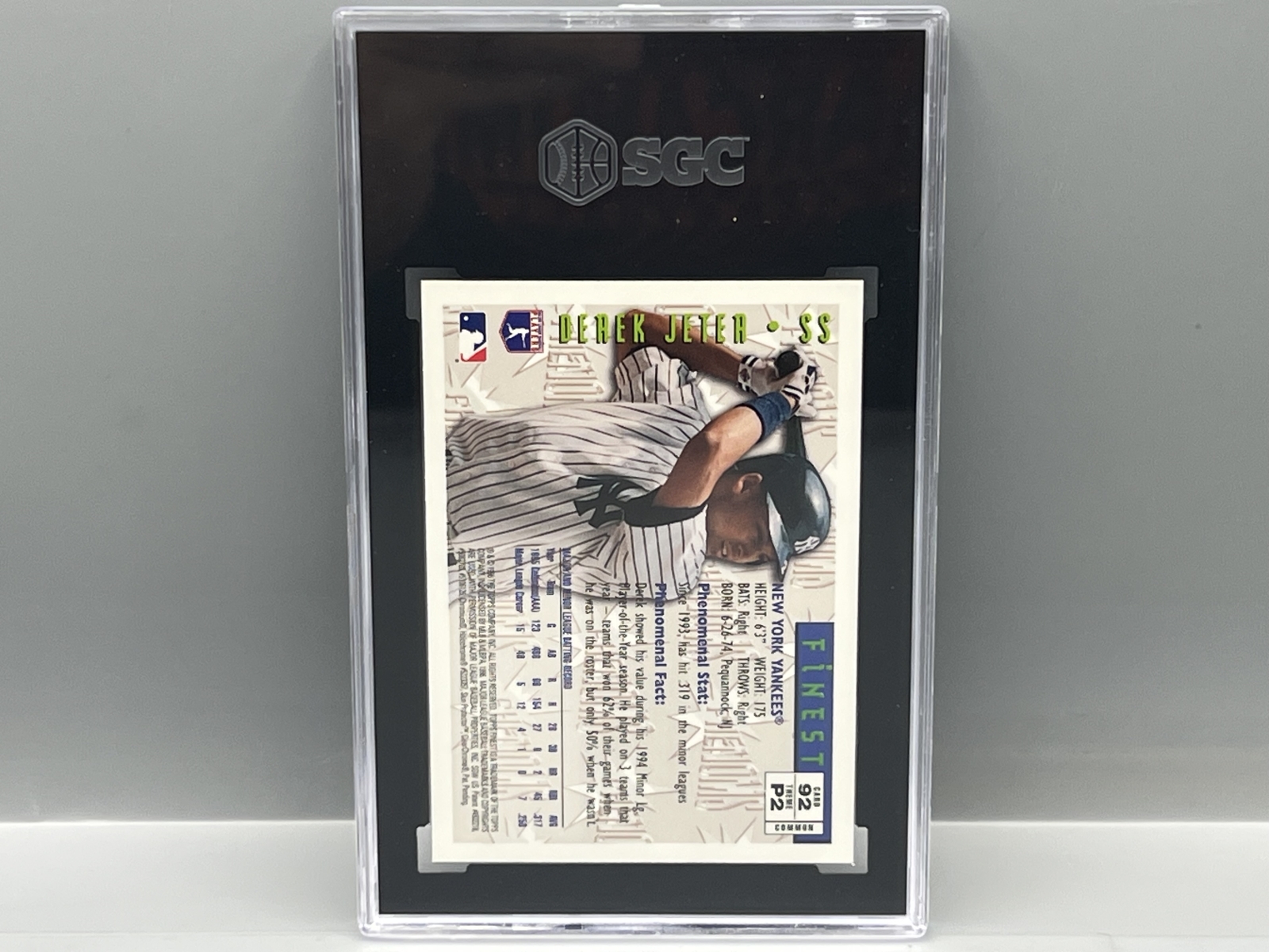 1996 Topps Finest Derek Jeter Bronze #92 SGC NM-MT+ 8.5