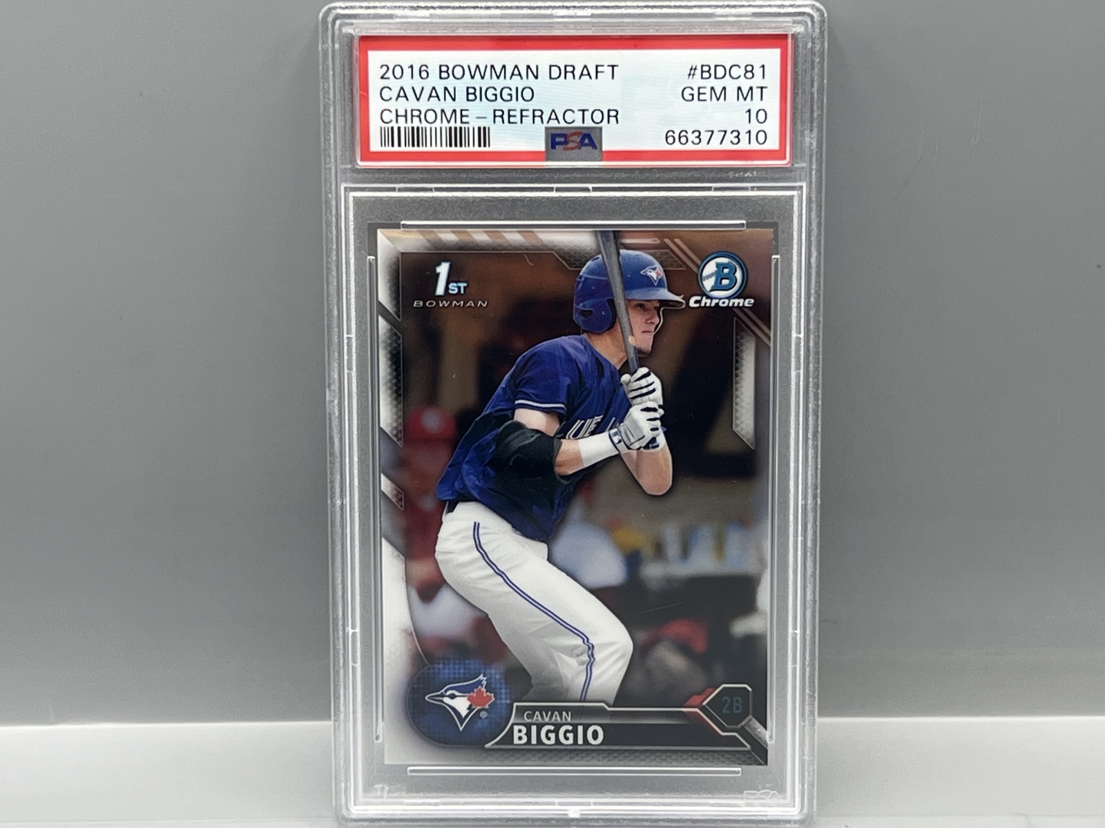 2016 Bowman Chrome Draft Cavan Biggio 1st Bowman Refractor RC #BDC81 PSA Gem Mint 10