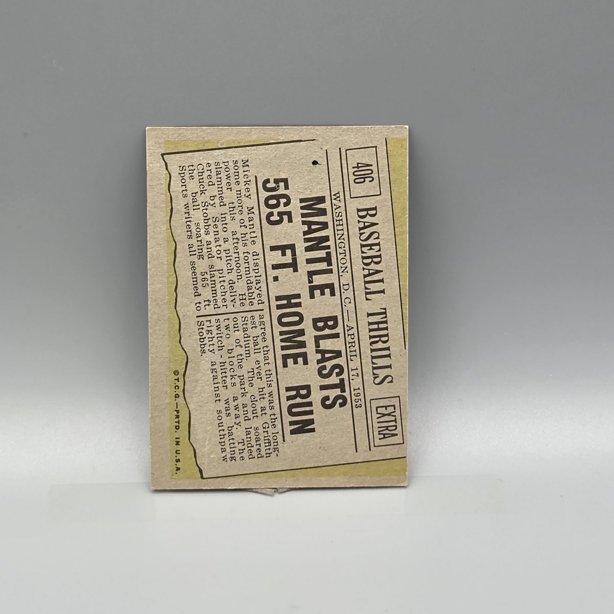 1961 Topps Mickey Mantle #406 HOF