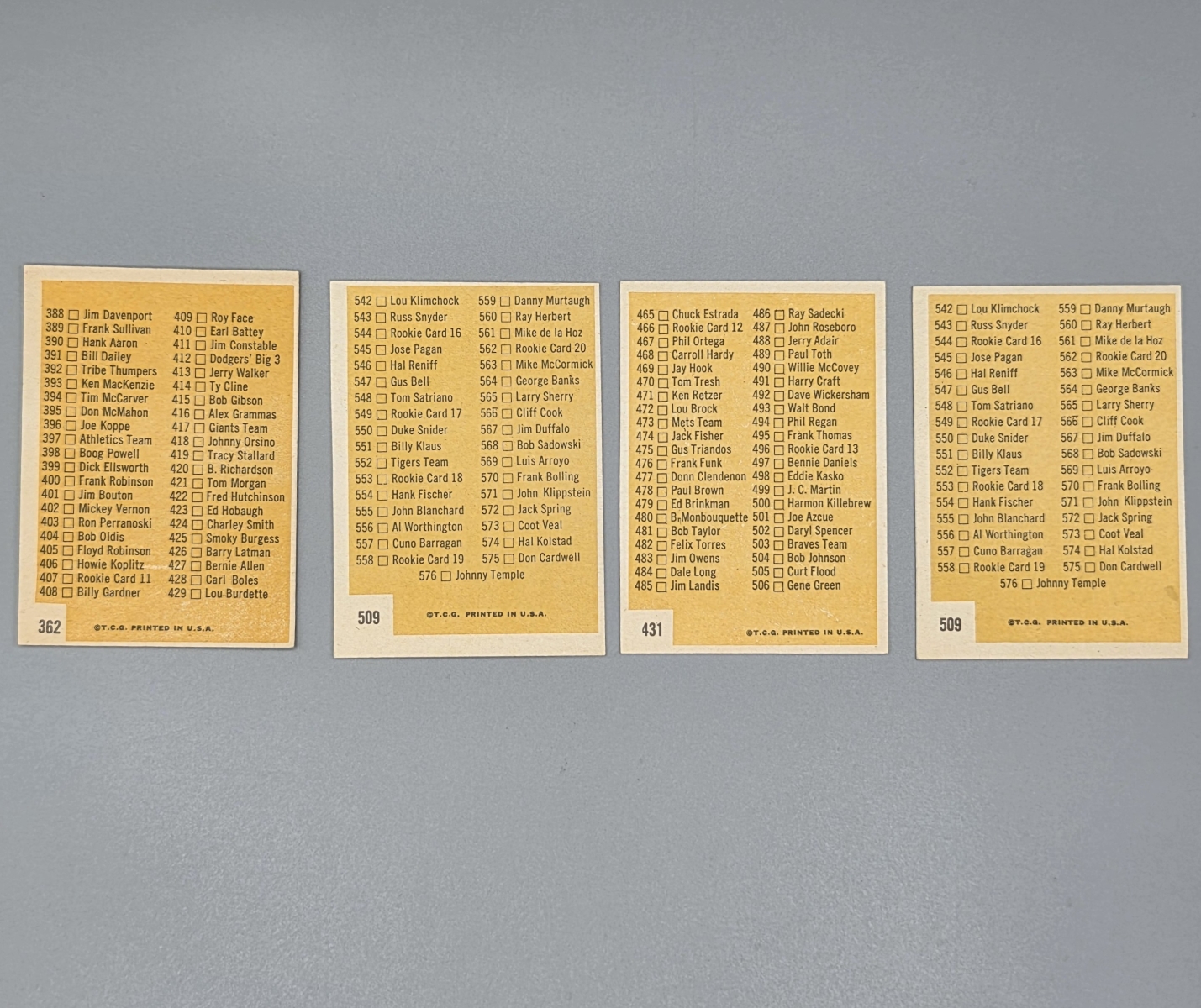 (4) 1963 Topps Baseball Checklists (3) Are Clean - Series 6 Has a Few Checked Off