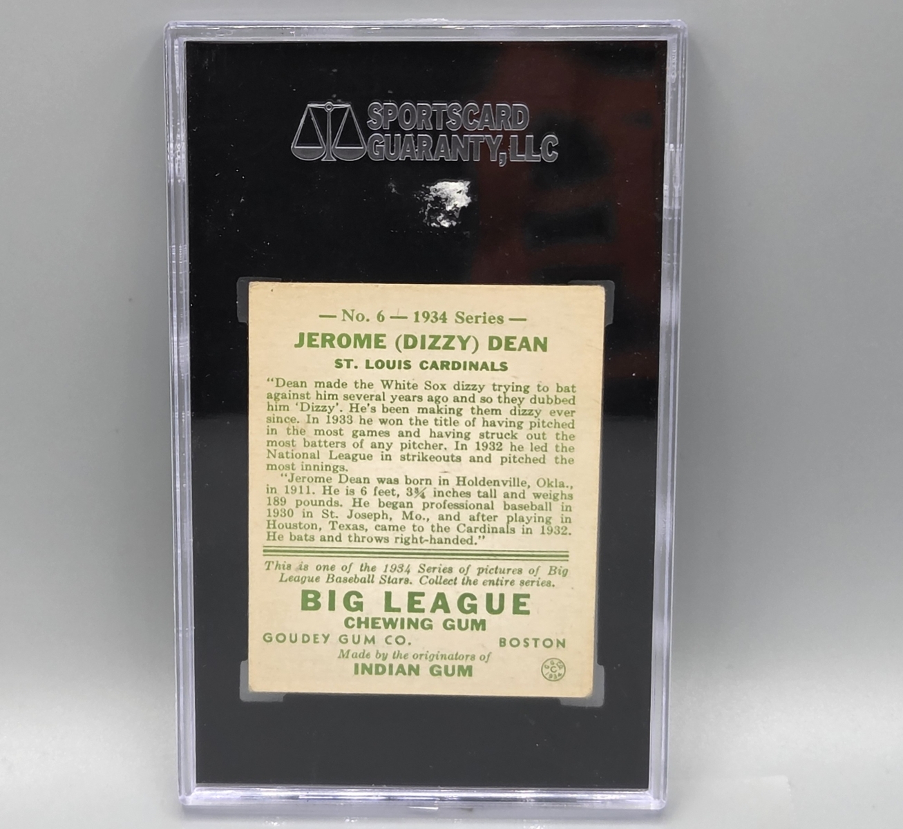 1934 Goudey Dizzy Dean #6 SGC 5 HOF - Nice Example