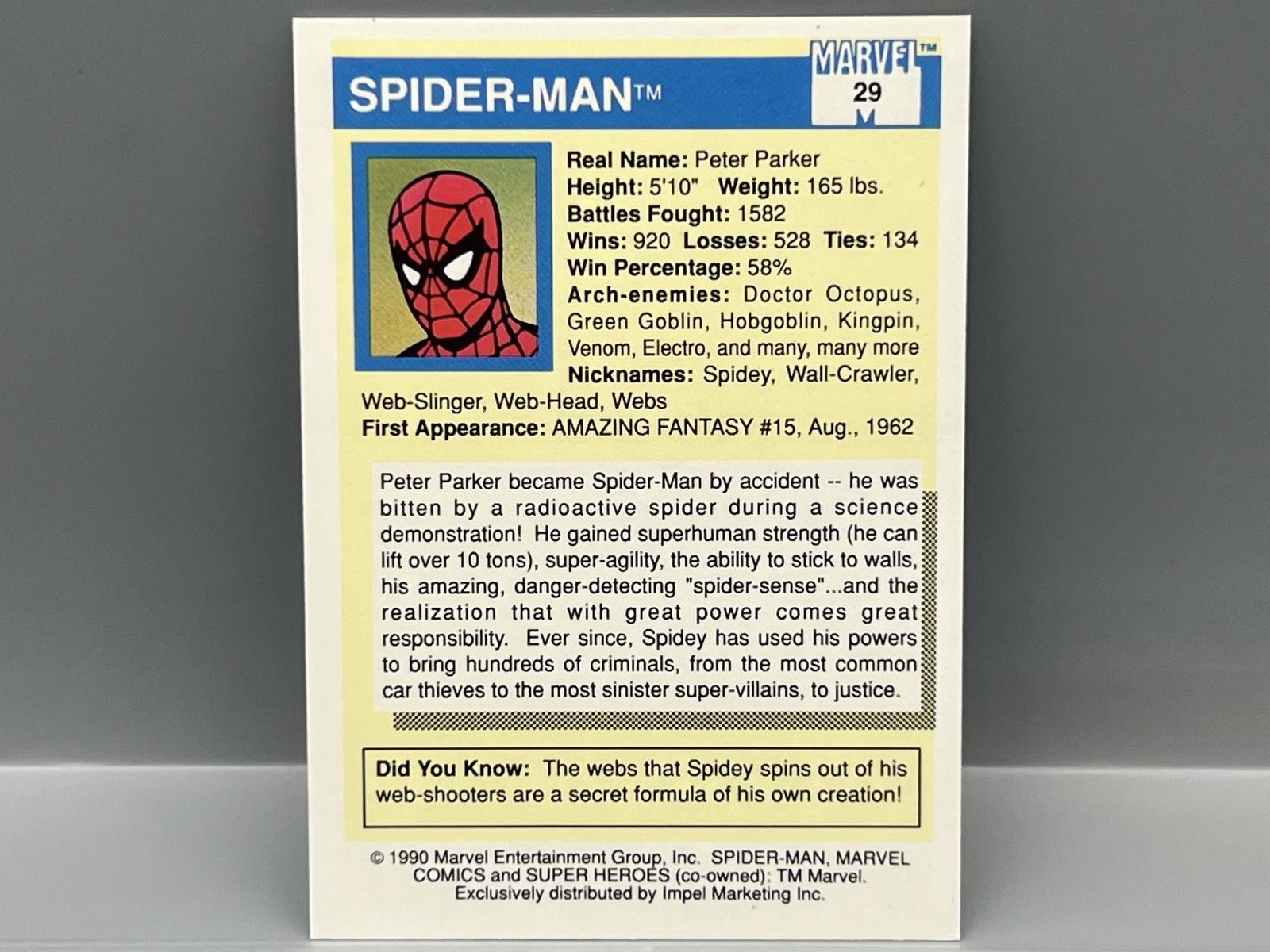1990 Impel Marvel Comics Spider-Man #29