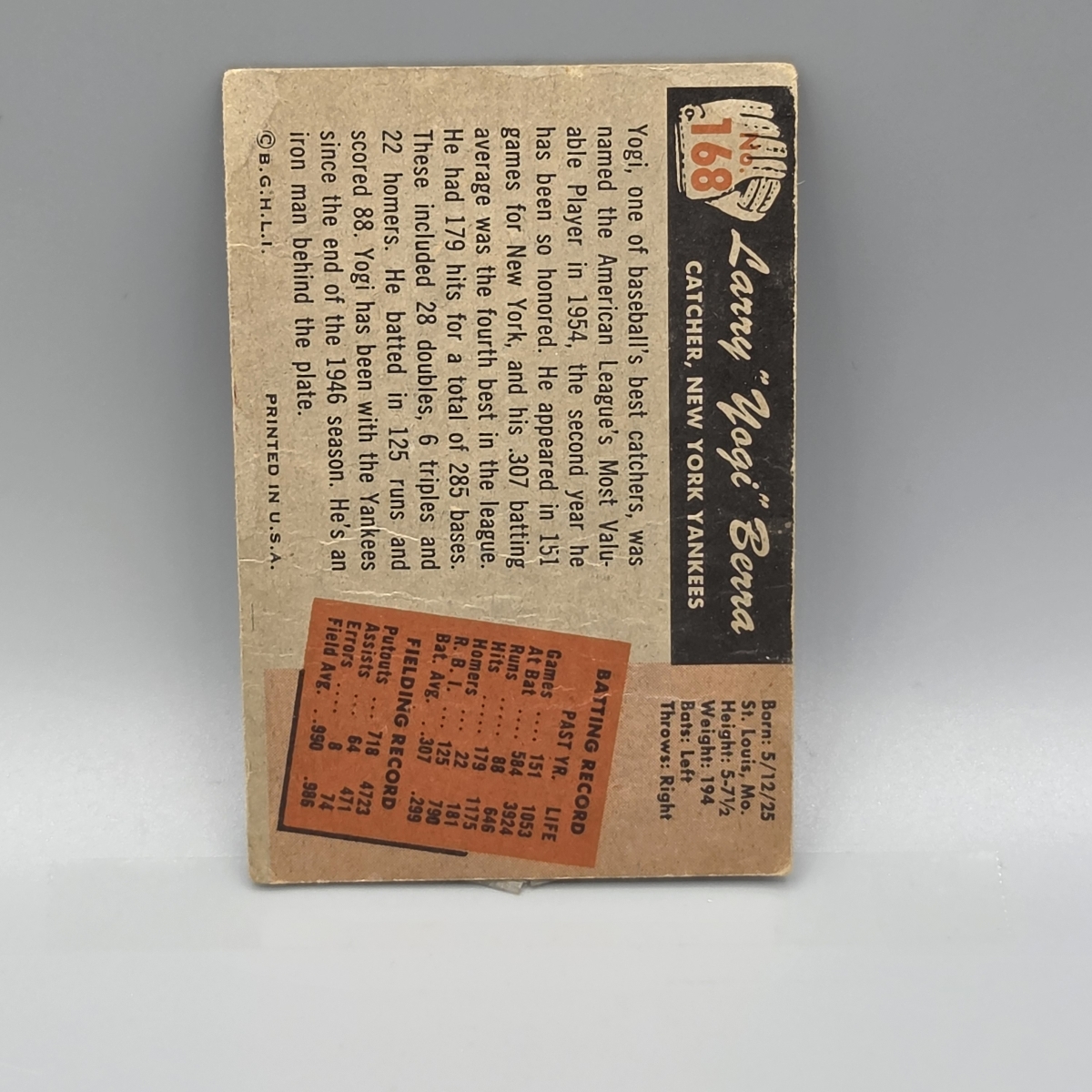 1955 Bowman Yogi Berra #168 HOF