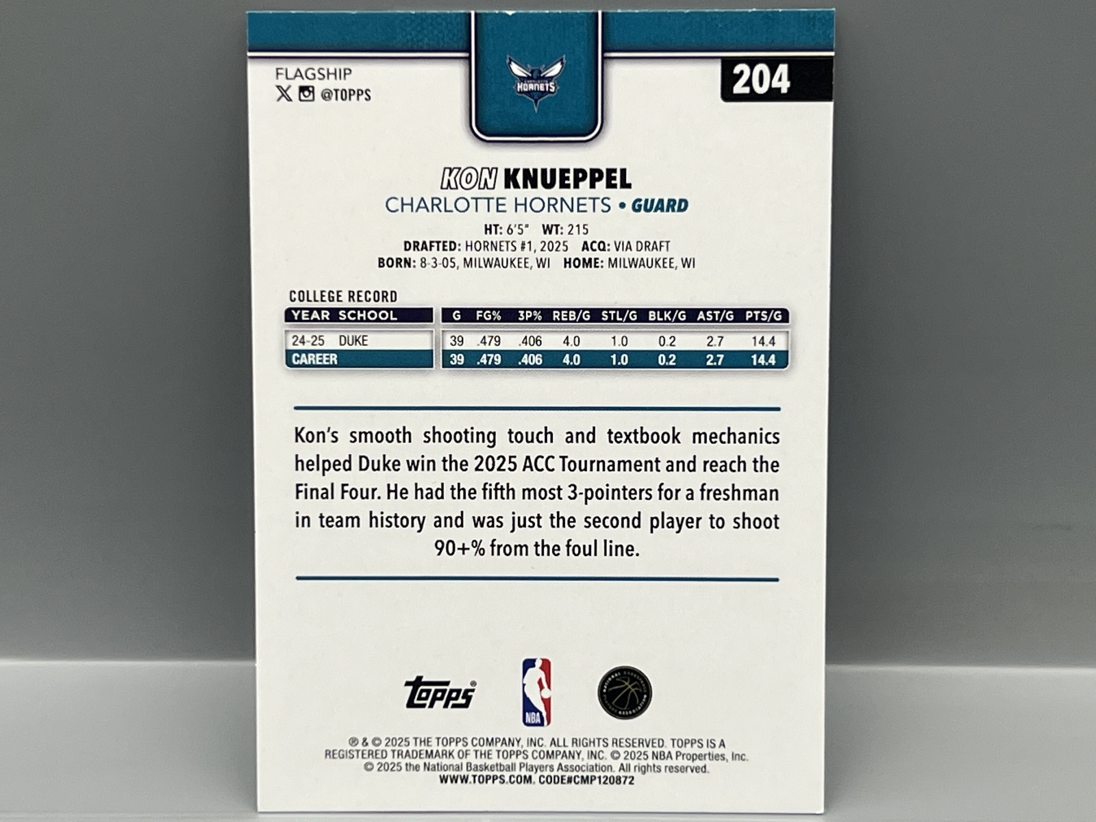 2025 Topps Kon Knueppel RC #204