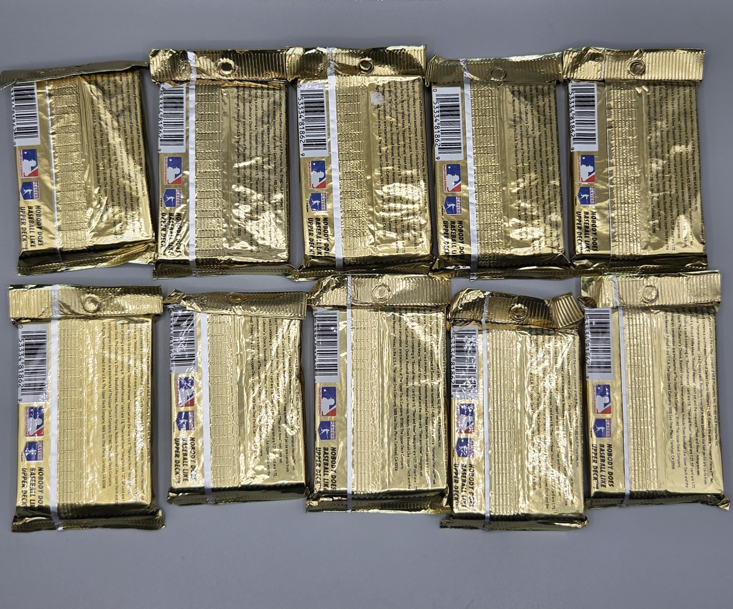 (10) 1993 Upper Deck Baseball Jumbo Packs Series 1 - 27 Cards Per Pack