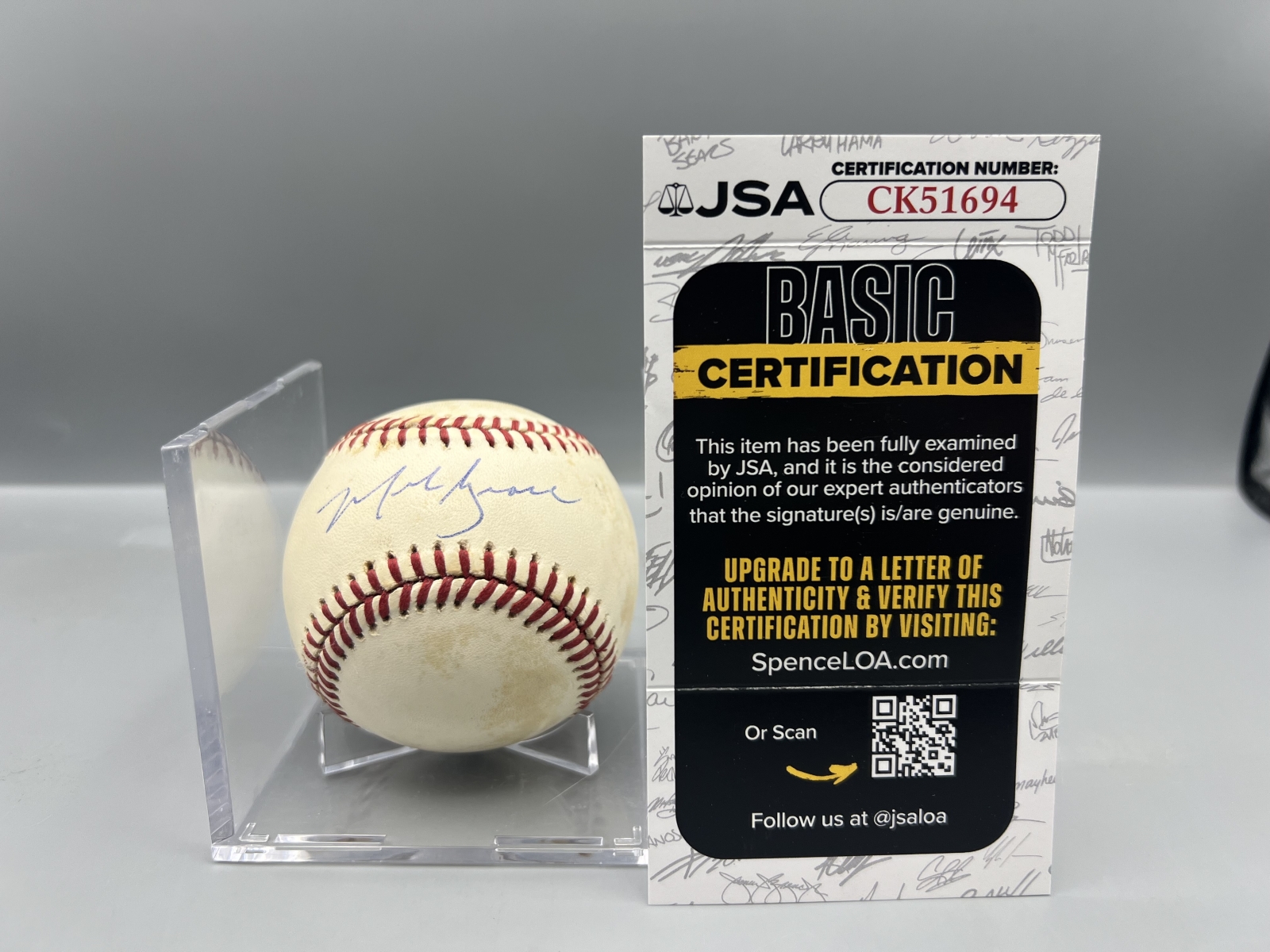 Mark Grace Official National League Autographed Baseball W/ JSA COA - Bart Giamatti Baseball