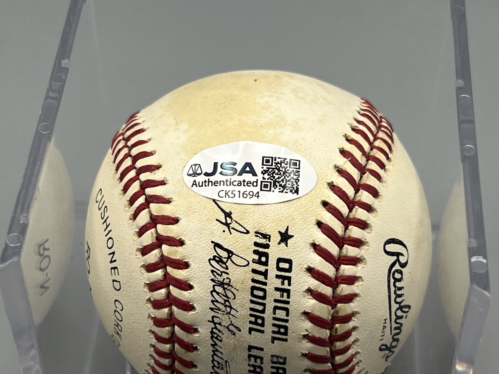 Mark Grace Official National League Autographed Baseball W/ JSA COA - Bart Giamatti Baseball