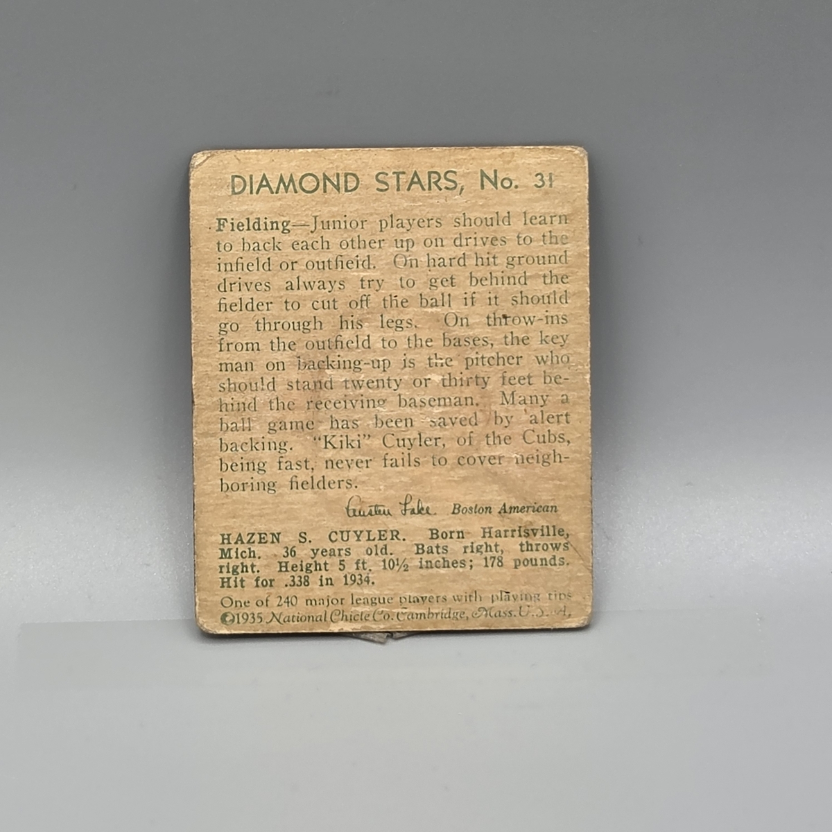 1935 Diamond Stars Kiki Cuyler #31 HOF
