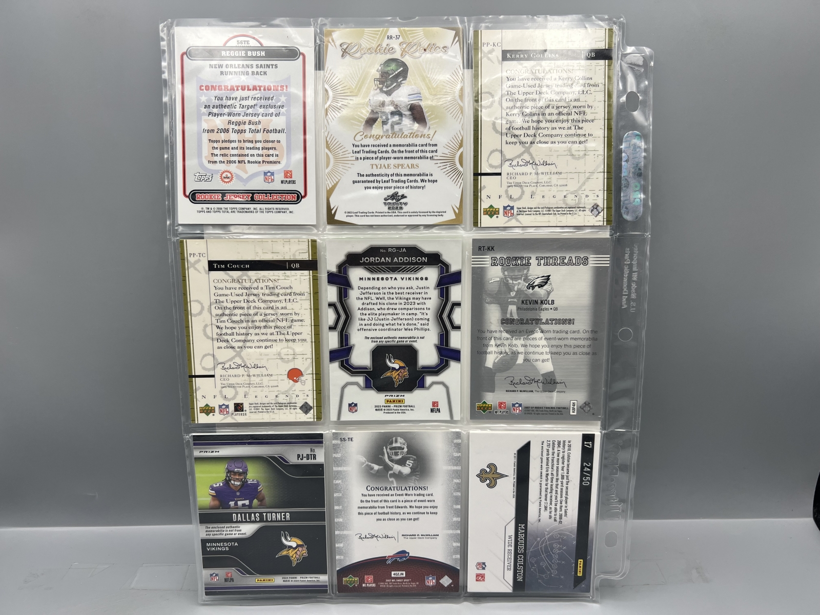 (9) Assorted Football Patch/Relic Cards