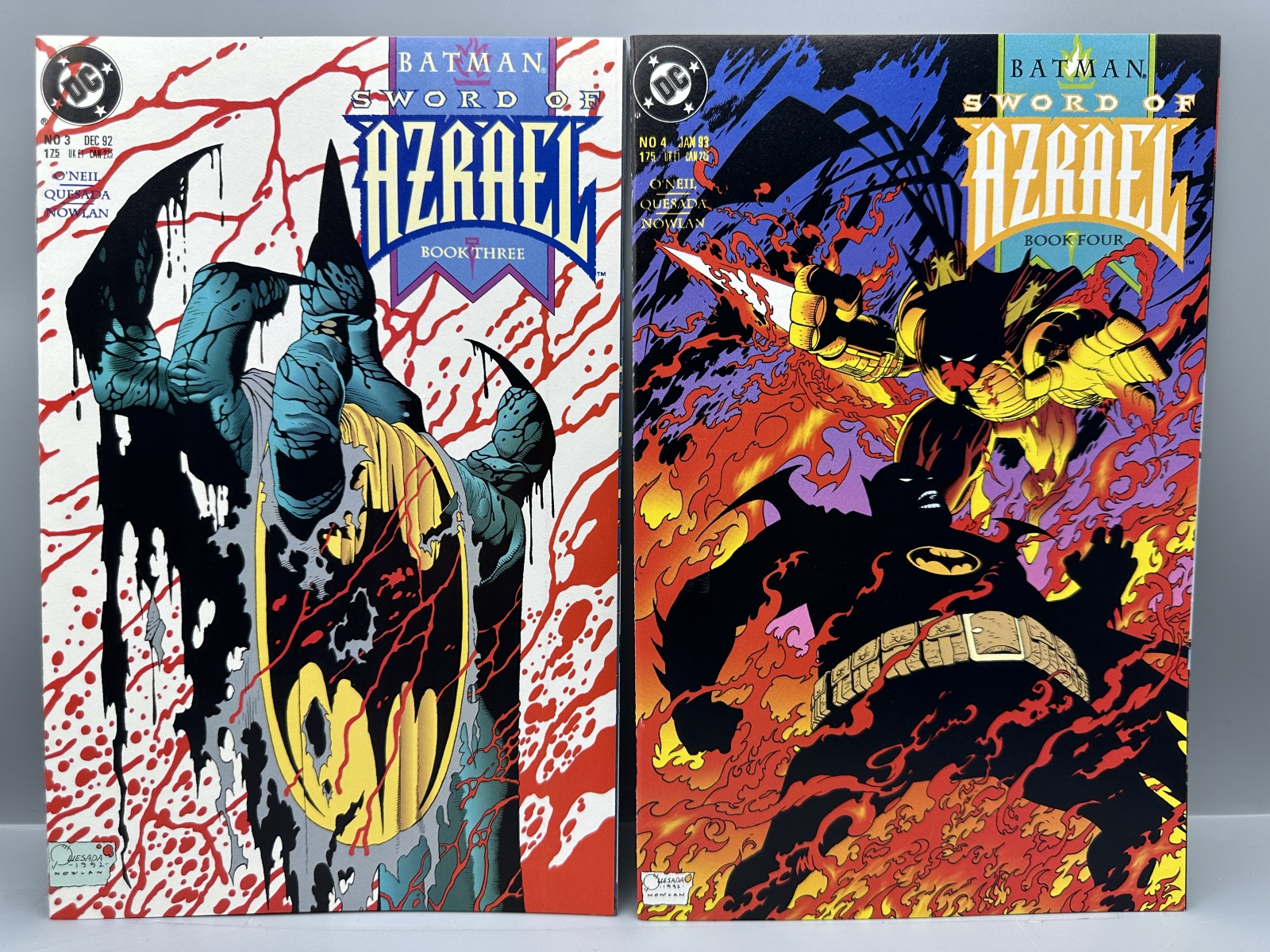 DC Comics Batman: Sword of Azrael #1-4 (1992-1993) - Complete limited series - 1st appearance of Azrael (Jean-Paul Valley) - Joe Quesada art