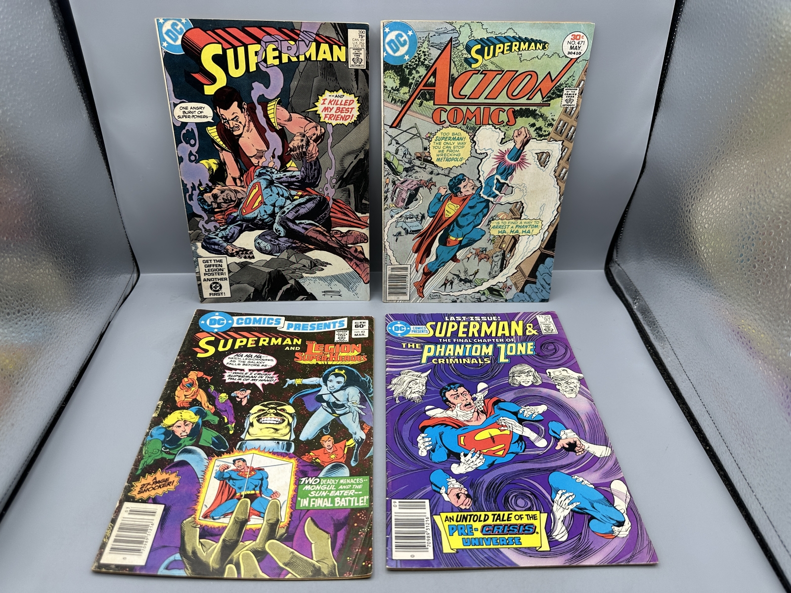 (4) 1977-1986 DC Comics Superman and Action Comics - Including Superman #390, Action Comics #471, and DC Comics Presents #43 and #97