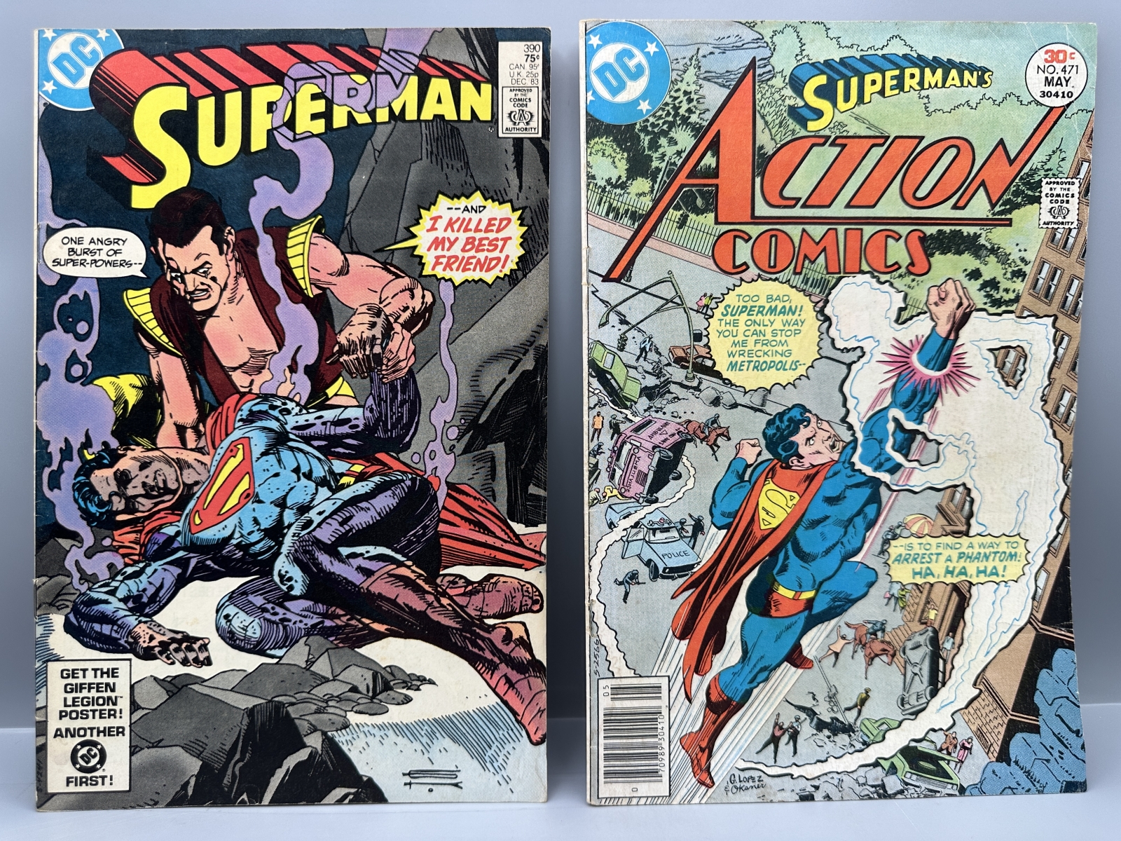 (4) 1977-1986 DC Comics Superman and Action Comics - Including Superman #390, Action Comics #471, and DC Comics Presents #43 and #97