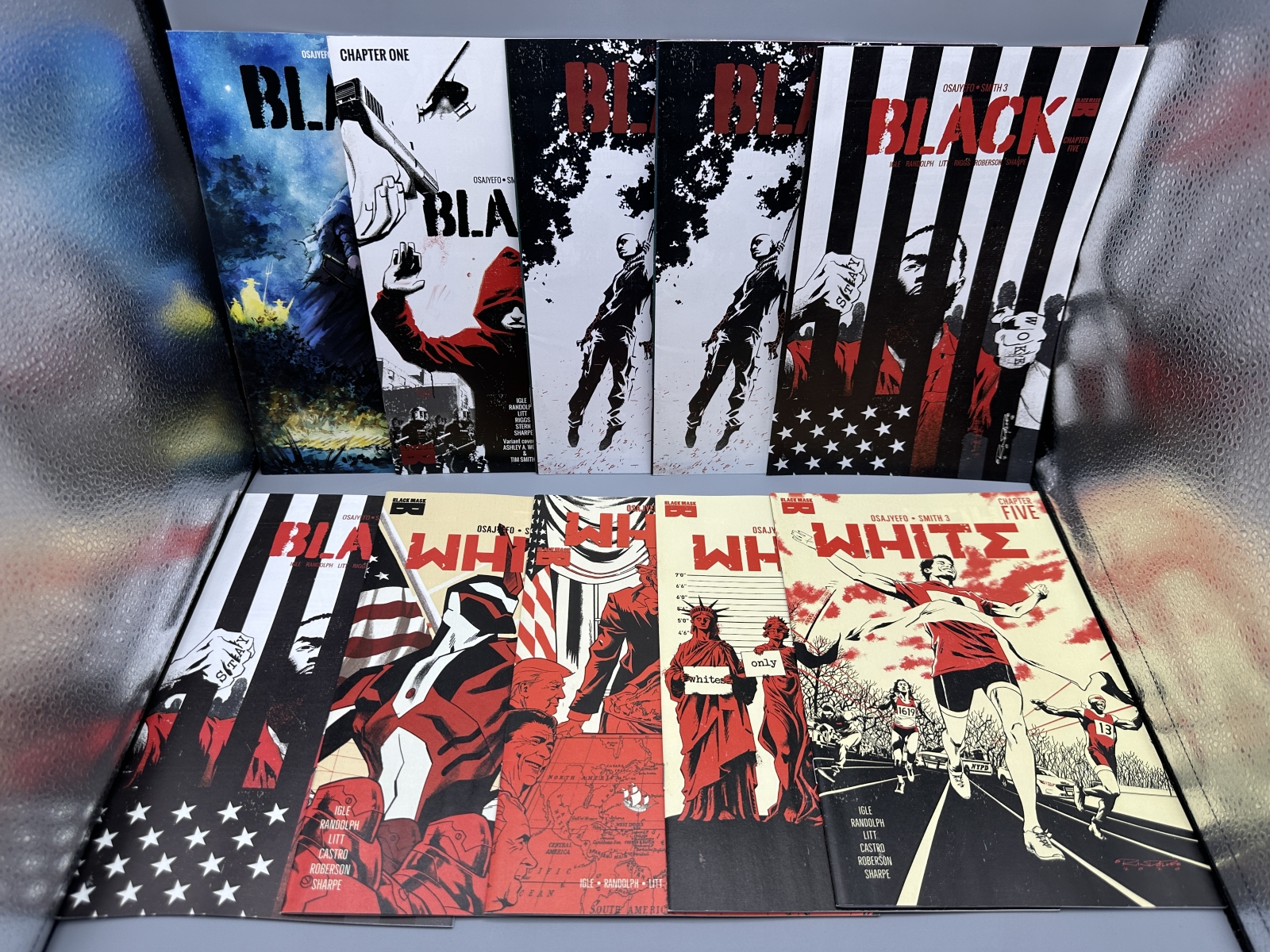 Black Mask Studios BLACK #1, 2, 5 and WHITE #2, 3, 4, 5 (2016-2021) - Lot of 10 - Variant covers by Khary Randolph and Ashley A. Woods