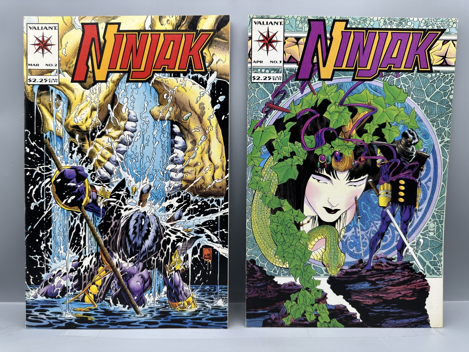 (7) 1994 Valiant Comics Ninjak #1-7 - Issue #1 wrap-around chromium cover - Joe Quesada and Mark Moretti art