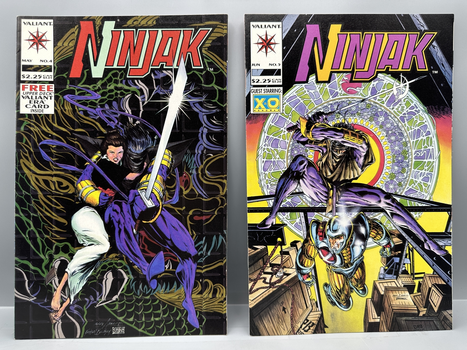 (7) 1994 Valiant Comics Ninjak #1-7 - Issue #1 wrap-around chromium cover - Joe Quesada and Mark Moretti art