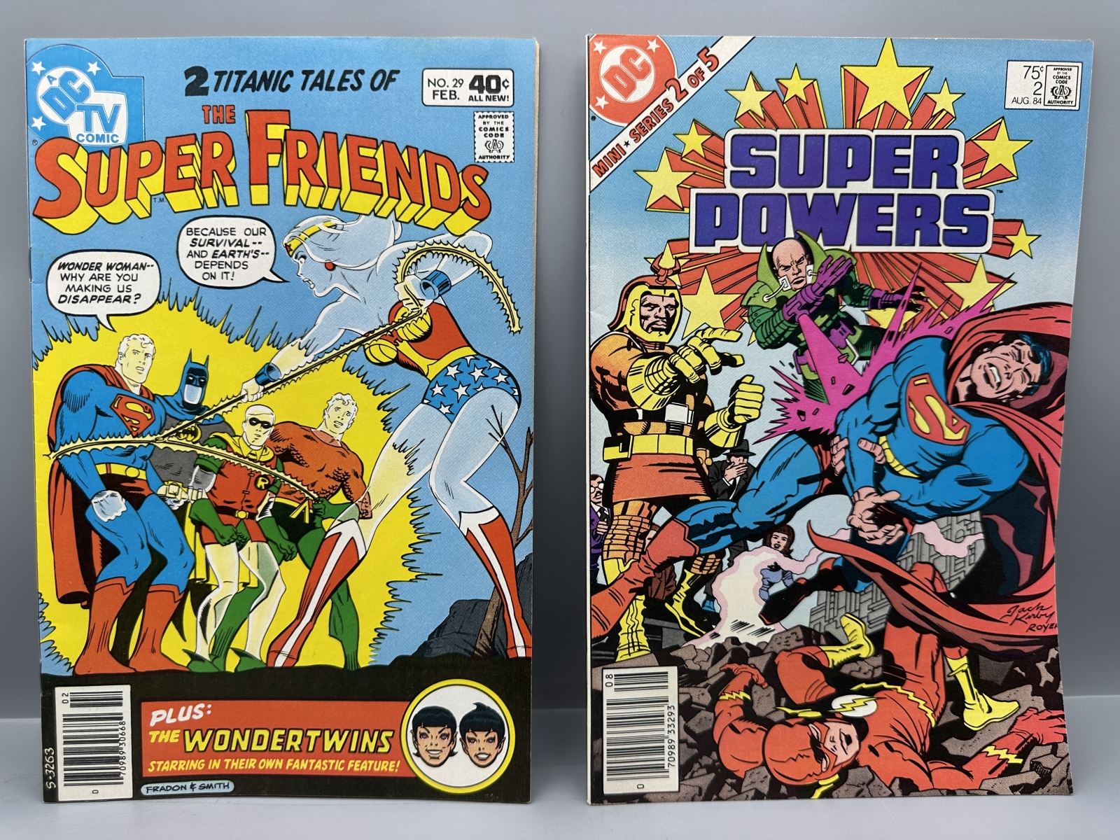1980 DC Comics The Super Friends #29 & 1984 Super Powers #2 - Wonder Twins feature and Jack Kirby art