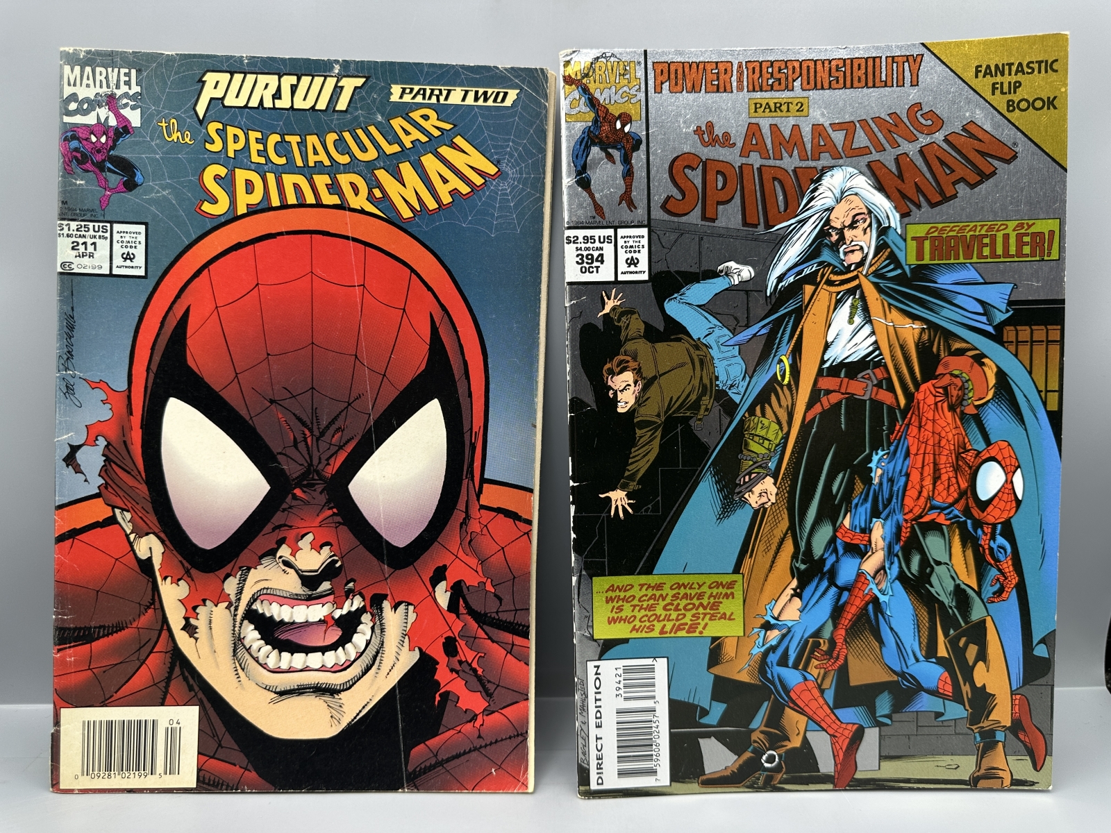 (5) 1991-1994 Marvel Comics Spider-Man - Amazing Spider-Man #353 and #394 foil variant - The Punisher appearances