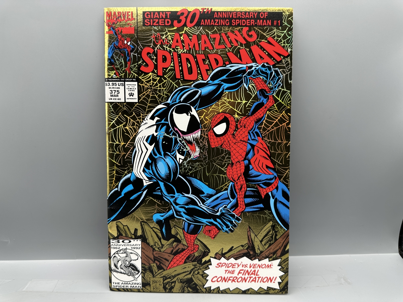 1993 Marvel Comics The Amazing Spider-Man #375 - 30th Anniversary Gold Foil Edition - Spider-Man vs. Venom - Mark Bagley art