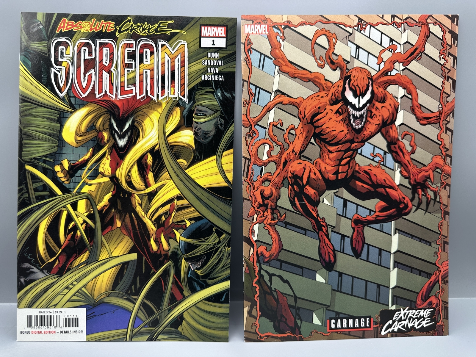 Marvel Comics Absolute Carnage #2, Absolute Carnage: Scream #1, Web of Venom: Cult of Carnage #1 & Extreme Carnage: Alpha #1 (2019, 2021) - 