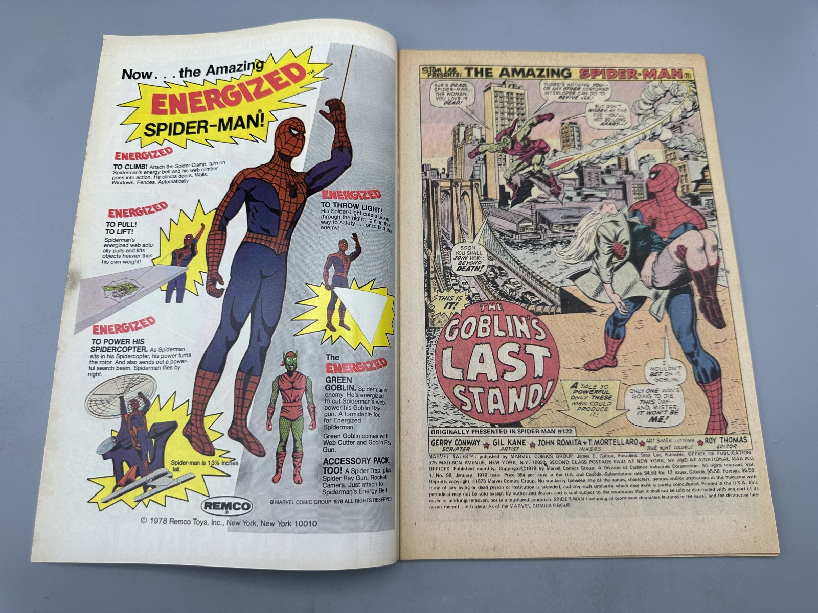 1979 Marvel Comics Marvel Tales Starring Spider-Man #99 - Reprints ASM #122 The Green Goblin's Last Stand! - John Romita Sr. and Gil Kane ar