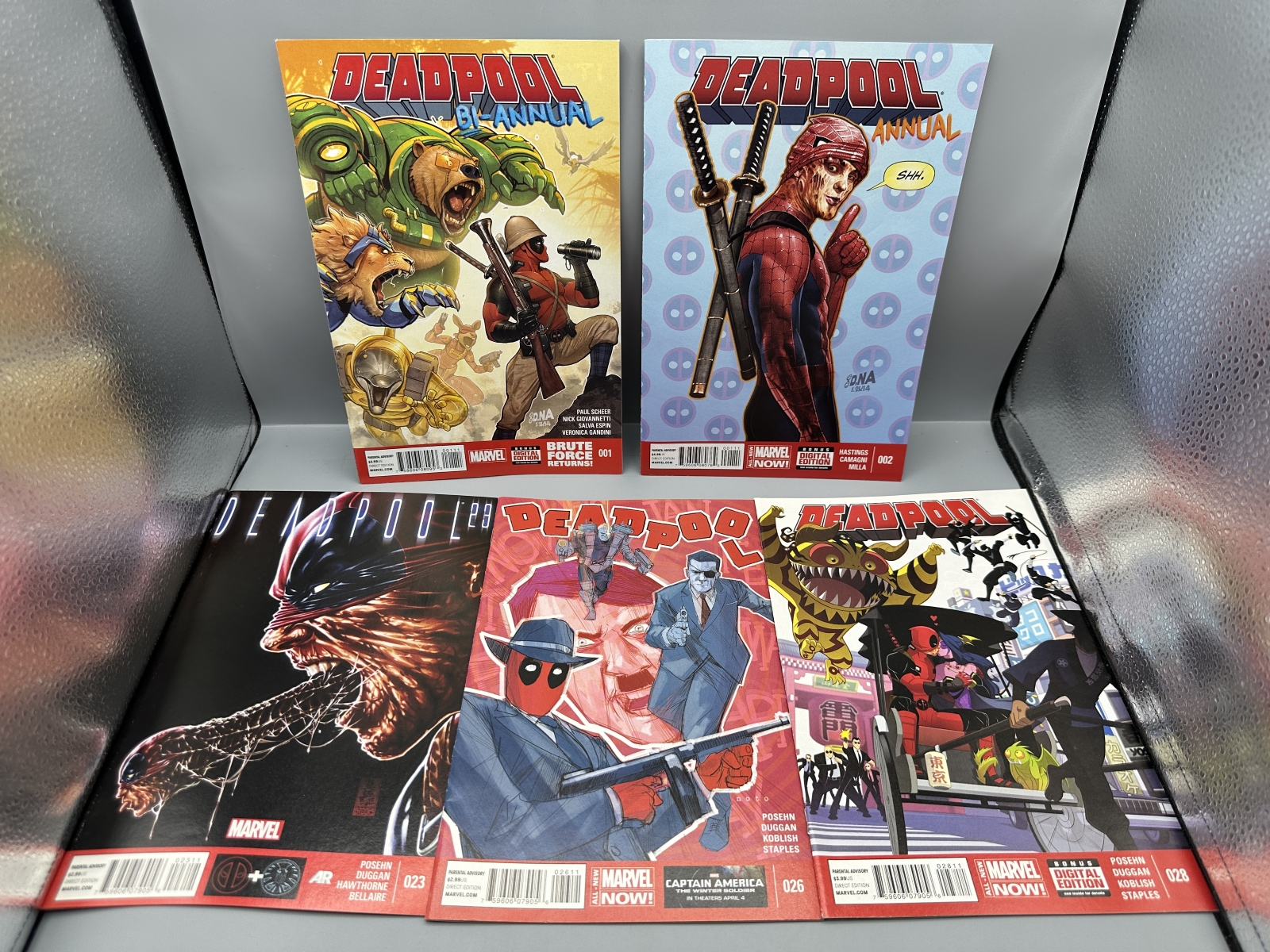 Marvel Comics Deadpool Bi-Annual #1, Annual #2, #23, #26 & #28 (2014) - Marvel Now! era - Phil Noto and Mark Brooks cover art