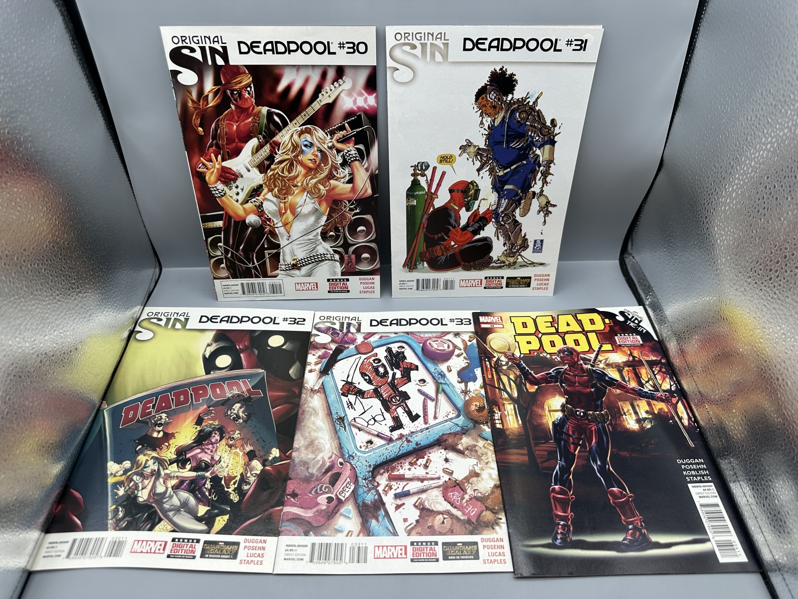 Marvel Comics Deadpool #30, 31, 32, 33 & 34 (2014) - Complete Original Sin tie-in story arc - Mark Brooks covers