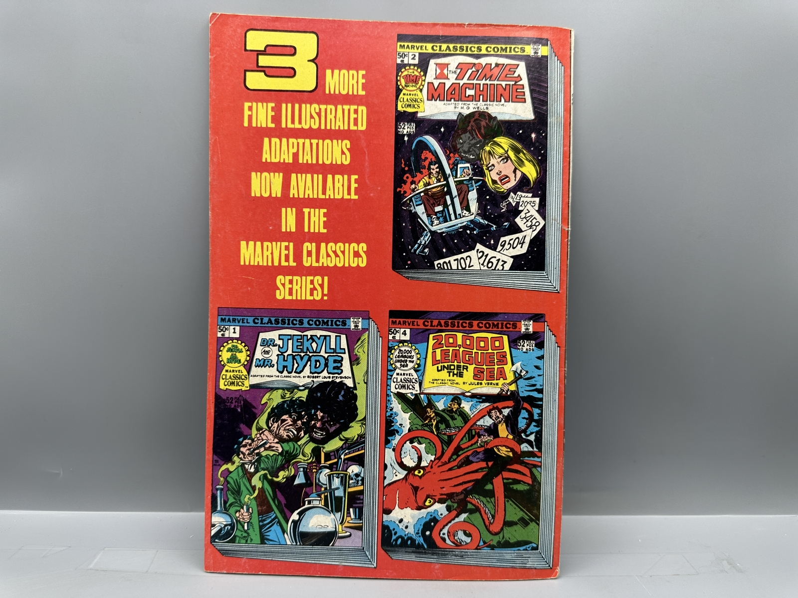 (4) Gilberton, Marvel, Gold Key, and Harvey Comics - Classics Illustrated #15, Marvel Classics Comics #3, Walt Disney Showcase #18, Sad Sack