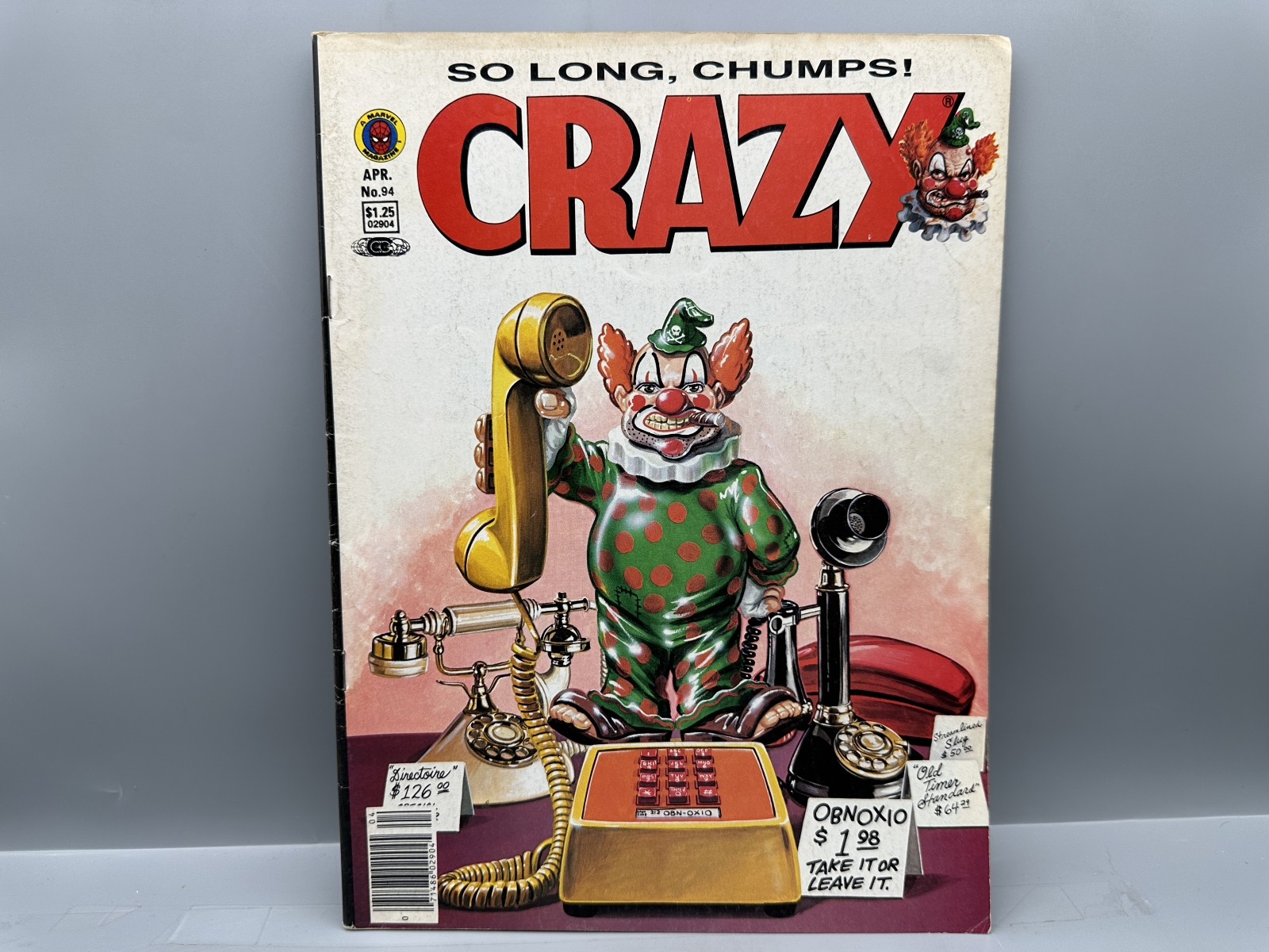 1981 Marvel Comics Crazy #80 & 1983 #94 - Final issue of original series - Obnoxio the Clown covers - Bob Larkin art
