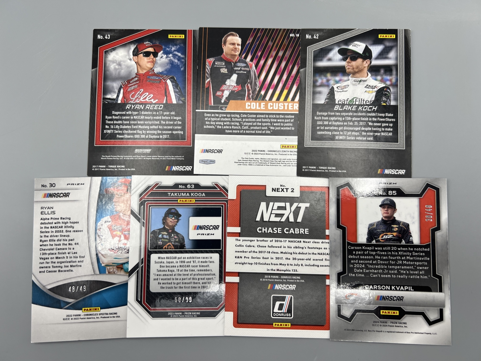 (7) Assorted Nascar Racing In Person Auto Cards - No COAs