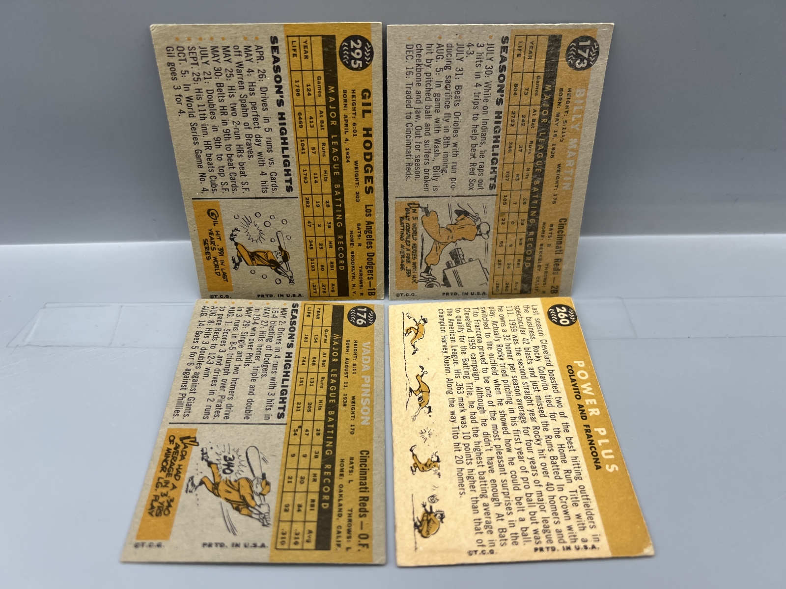 (4) 1960 Topps Baseball Star Player Cards - Varying Conditions