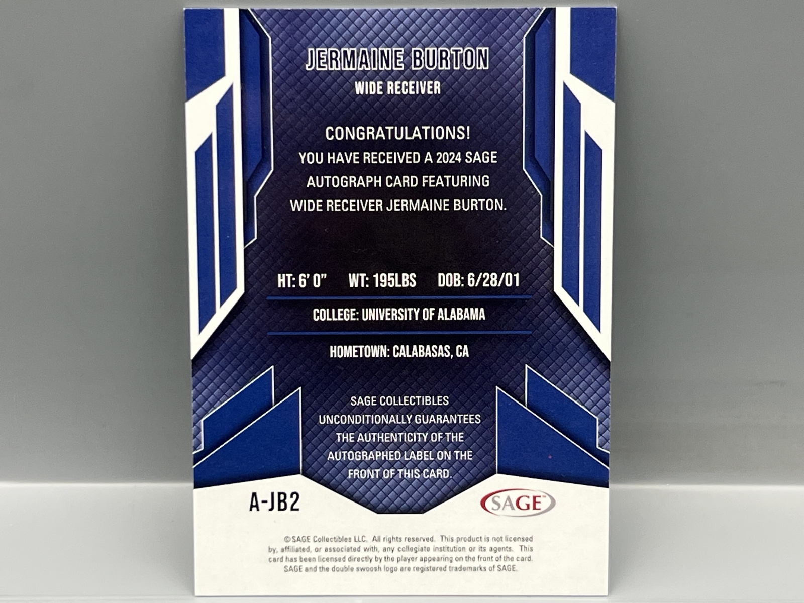 2024 Sage Jermaine Burton RC Auto #/100