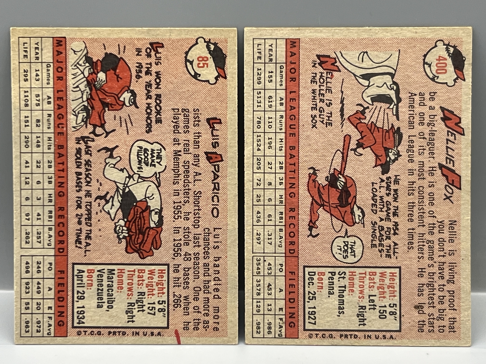 1958 Topps Luis Aparicio #85 & Nellie Fox #400