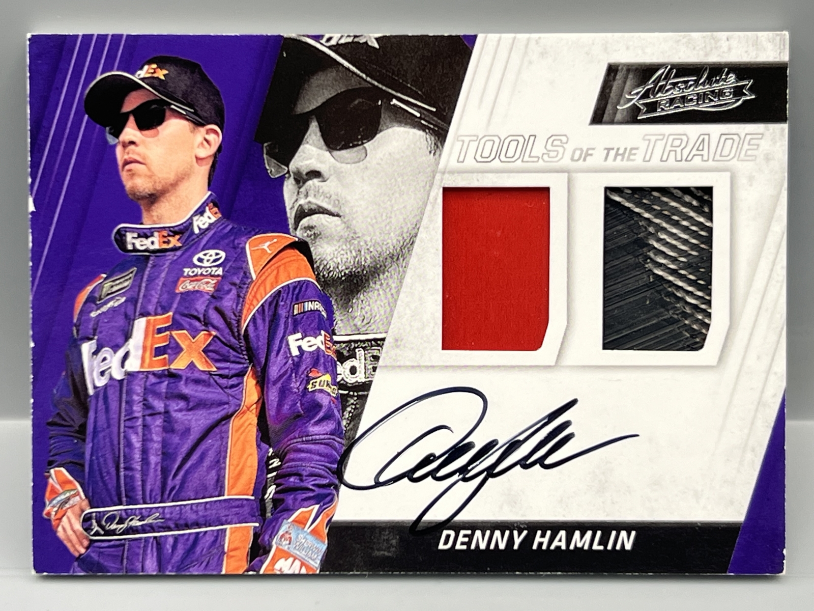 2017 Panini Absolute Racing Denny Hamlin Tools of The Trade Race Used Patch Auto