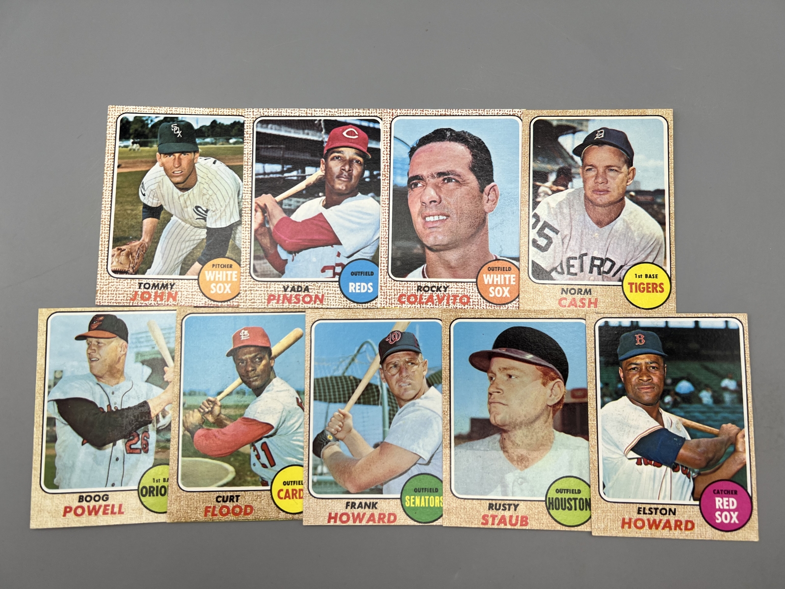 (9) 1968 Topps Baseball Star Player Cards - Varying Conditions