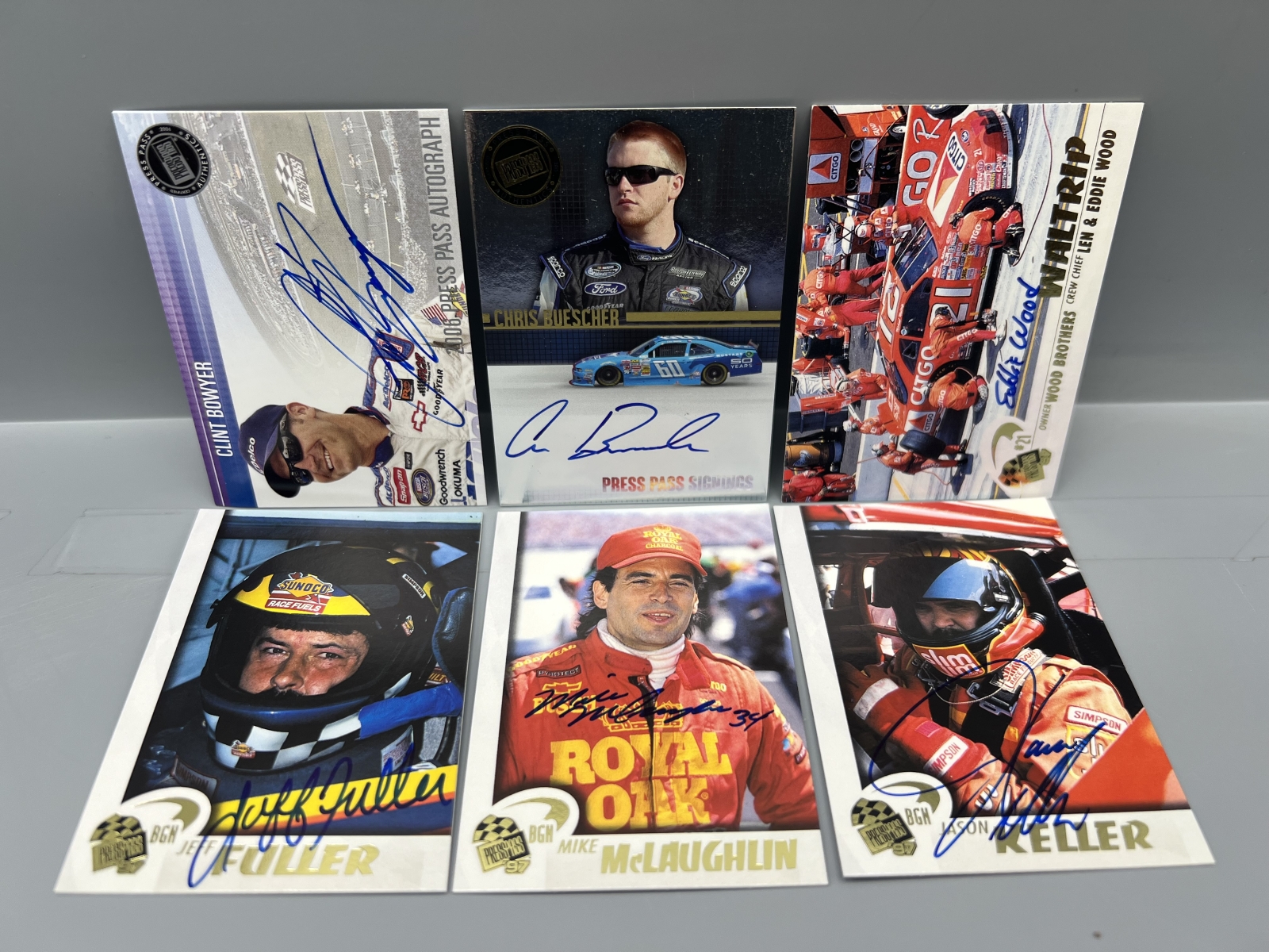 (6) Assorted Racing Pack Pulled Auto Cards