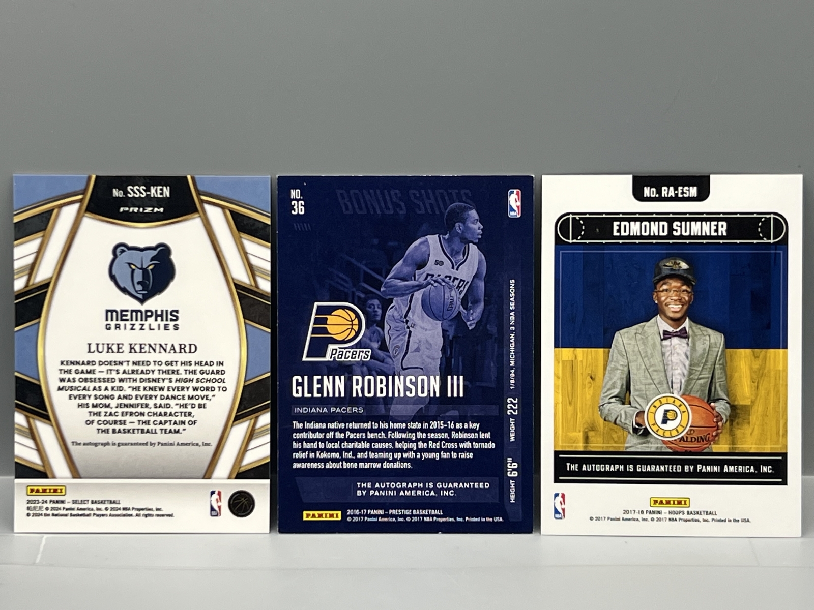 (3) Indiana Pacers Basketball Player Pack Pulled Auto Cards