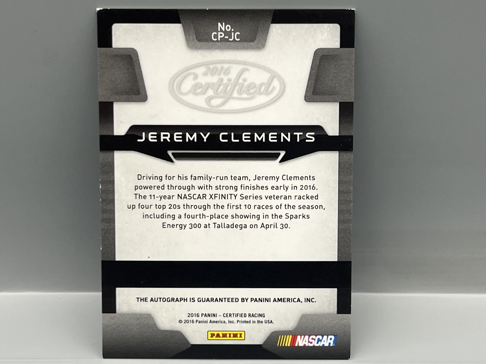 2016 Panini Certified Racing Jeremy Clements Certified Potential Auto #/35