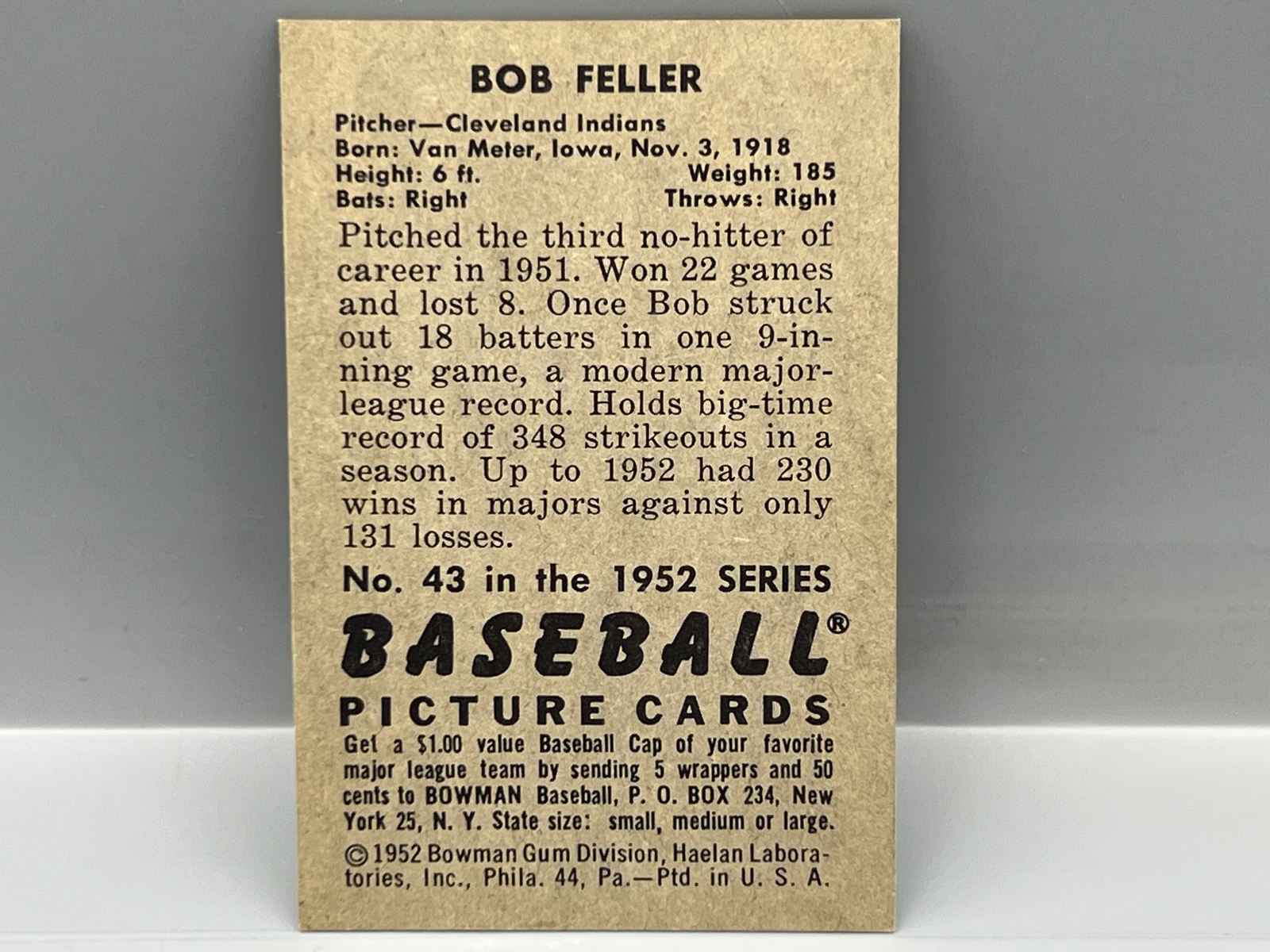 1952 Bowman Bob Feller #43