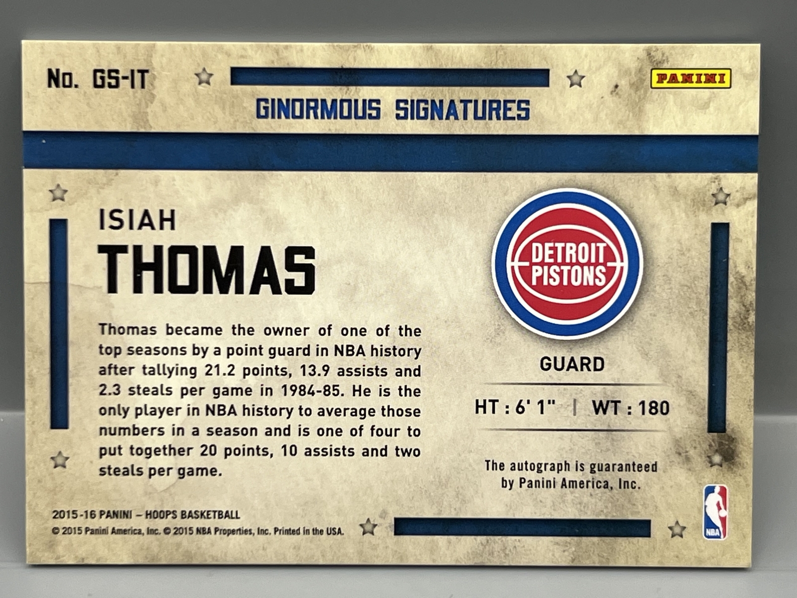 2015-16 Panini Hoops Isiah Thomas Ginormous Signatures Auto