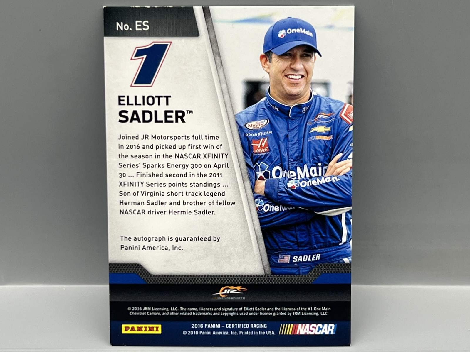 2016 Panini Certified Racing Elliott Sadler Auto #/99