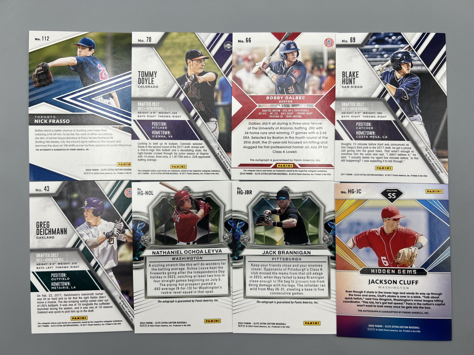 (8) Assorted Baseball Pack Pulled Autos
