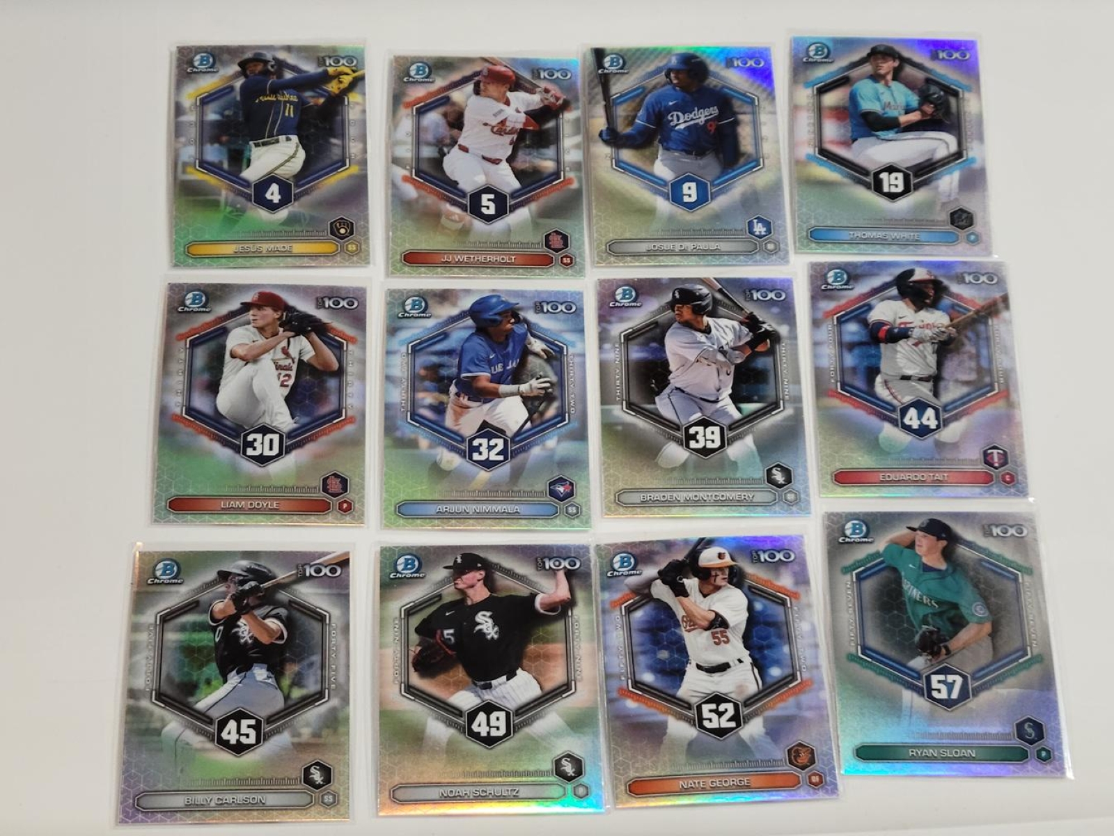 Lot of (28) 2026 Bowman Chrome "Scouts Top 100" Inserts