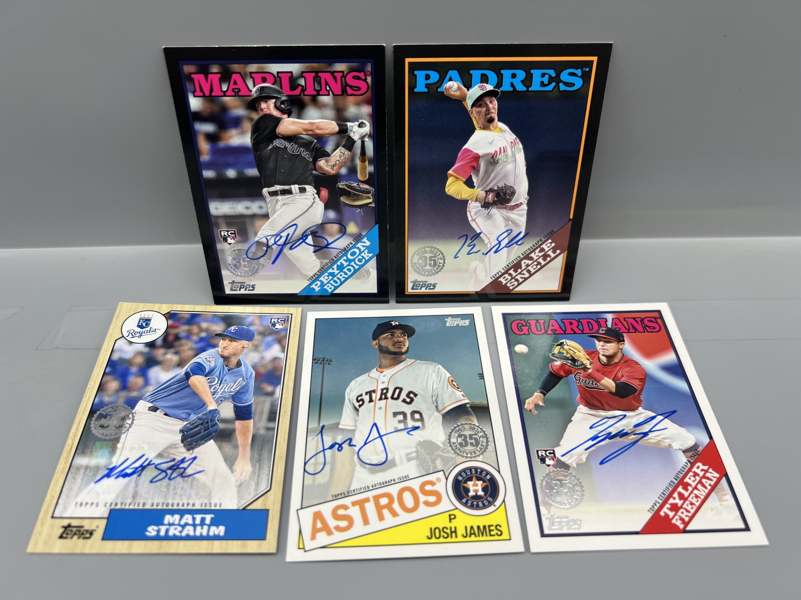 (5) Assorted Baseball Pack Pulled Autos W/ Blake Snell Auto