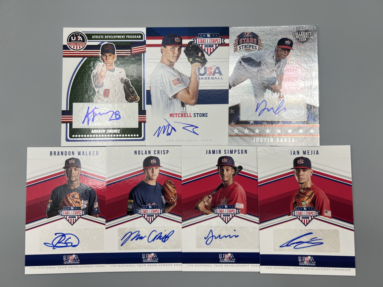 (7) Assorted Team USA Baseball Pack Pulled Autos