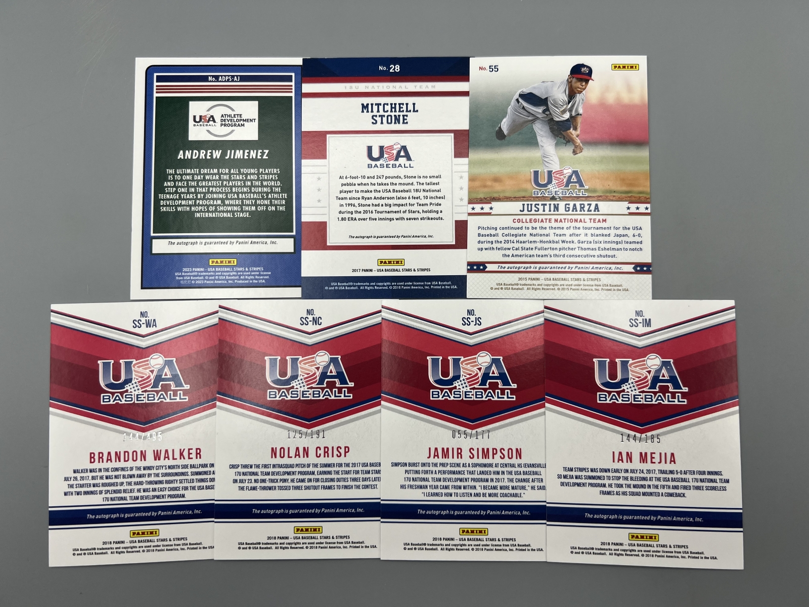 (7) Assorted Team USA Baseball Pack Pulled Autos