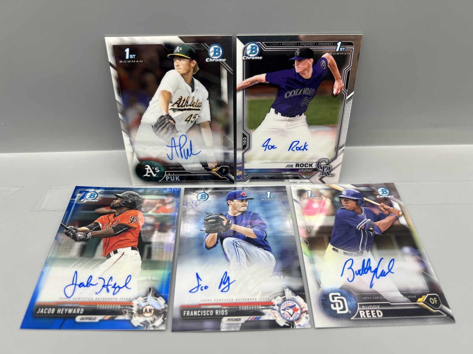 (5) Assorted Bowman Chrome Baseball Pack Pulled Autos - AJ Puk
