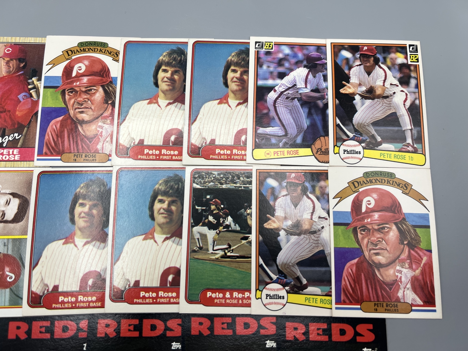 (19) 1980s Pete Rose Baseball Cards - Varying Conditions