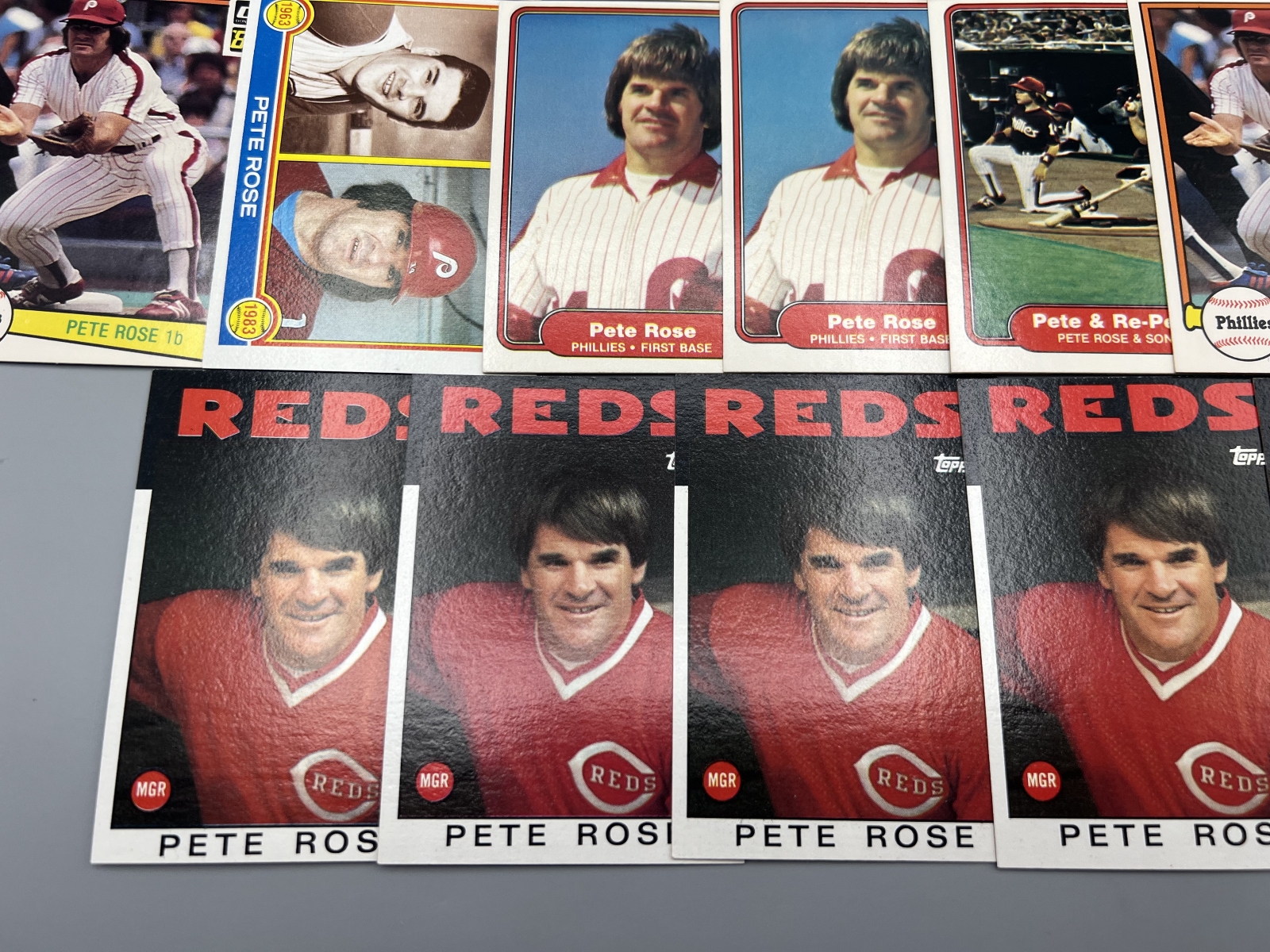 (19) 1980s Pete Rose Baseball Cards - Varying Conditions